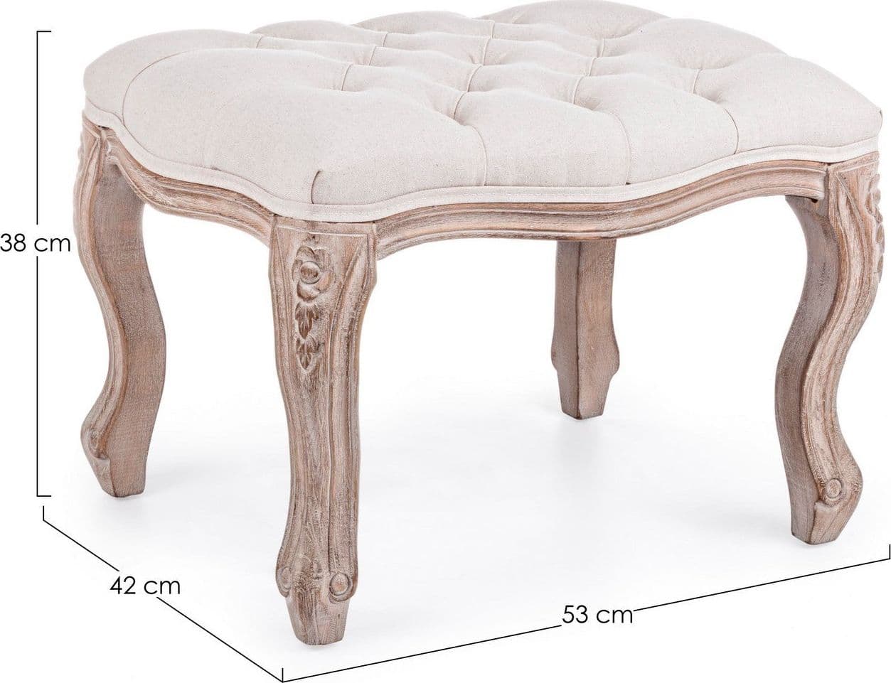Poltrona Pouf "Diva" per interno, con struttura in rubber wood da 53x42x38cm in Ottomane e poggiapiedi Decor Space - Altamura, commercioVirtuoso.it