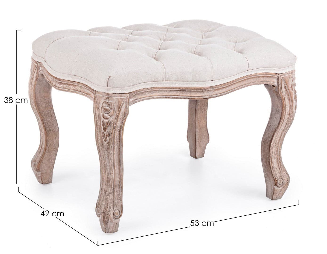 Poltrona Pouf "Diva" per interno, con struttura in rubber wood da 53x42x38cm in Ottomane e poggiapiedi Decor Space - Altamura, commercioVirtuoso.it