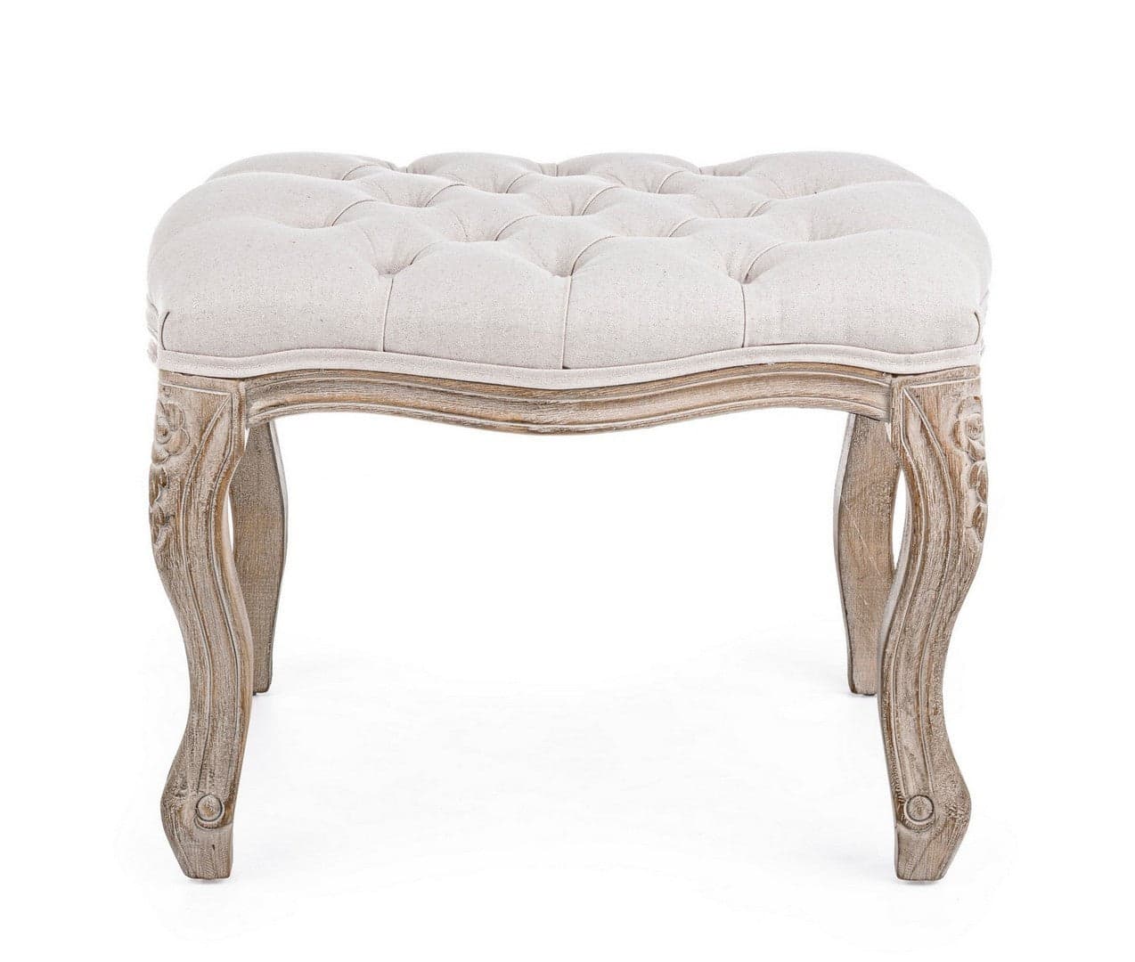 Poltrona Pouf "Diva" per interno, con struttura in rubber wood da 53x42x38cm in Ottomane e poggiapiedi Decor Space - Altamura, commercioVirtuoso.it