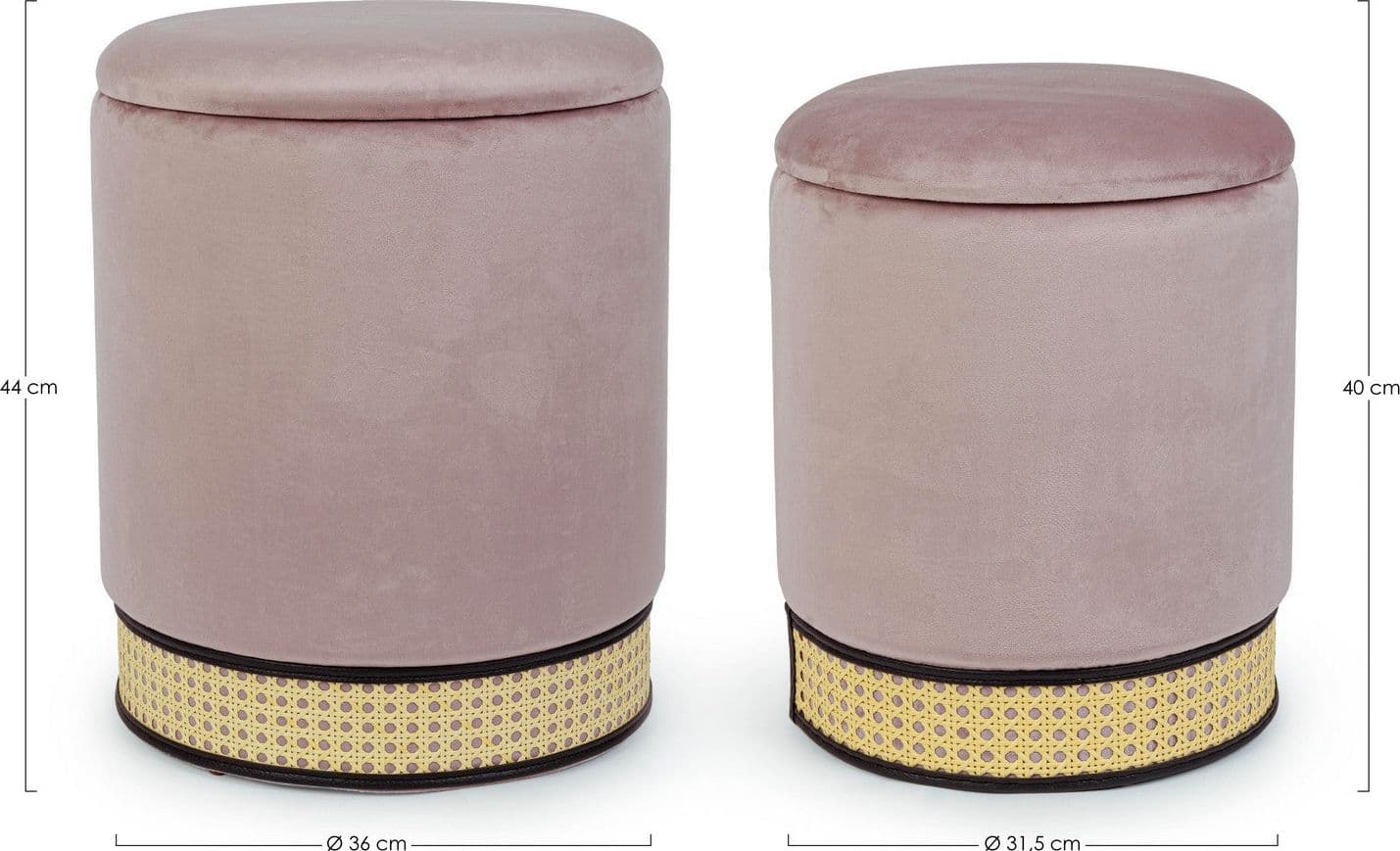 Poltrona Pouf "Milena" per interno, con struttura in mdf e compensato, set da 2 pezzi in Ottomane e poggiapiedi Decor Space - Altamura, commercioVirtuoso.it