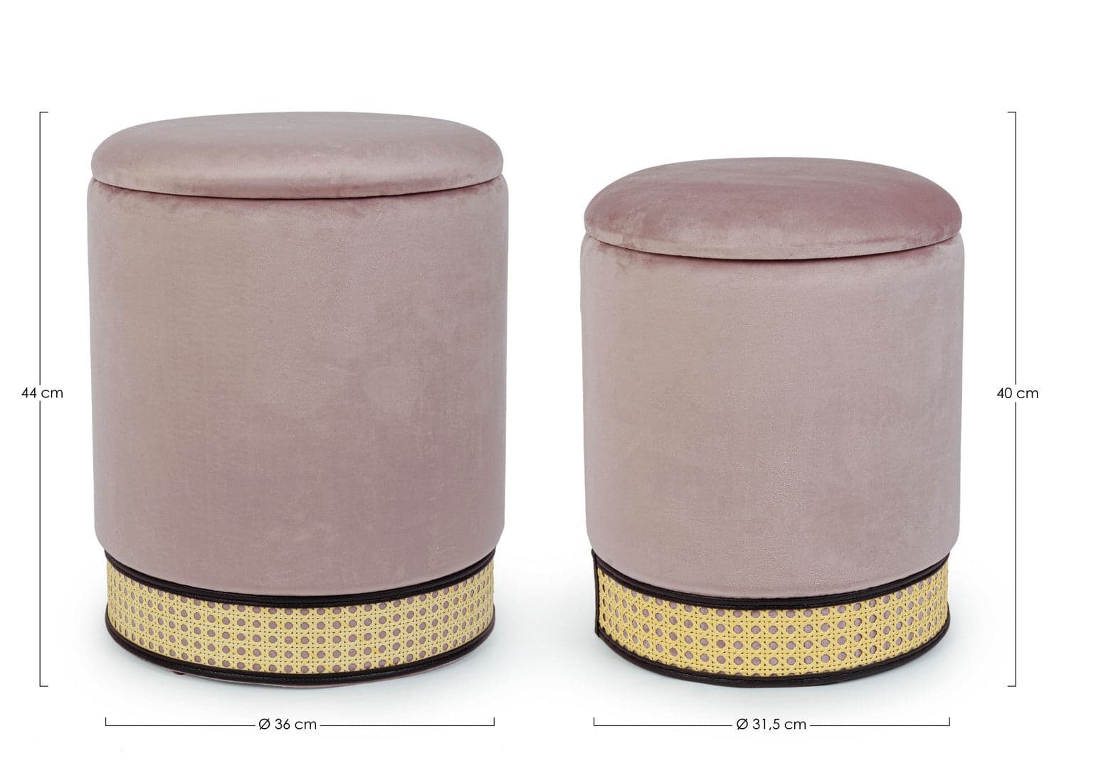 Poltrona Pouf "Milena" per interno, con struttura in mdf e compensato, set da 2 pezzi in Ottomane e poggiapiedi Decor Space - Altamura, commercioVirtuoso.it