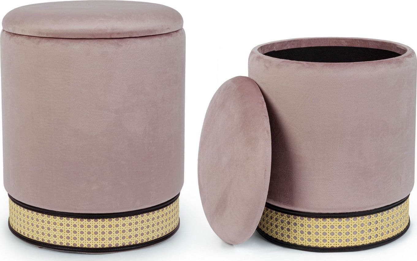 Poltrona Pouf "Milena" per interno, con struttura in mdf e compensato, set da 2 pezzi in Ottomane e poggiapiedi Decor Space - Altamura, commercioVirtuoso.it