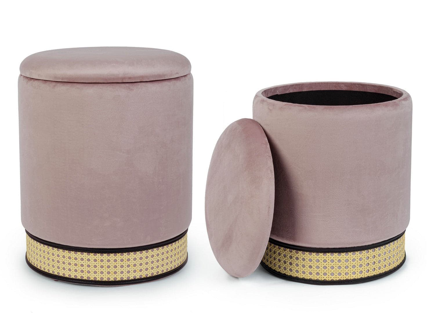 Poltrona Pouf "Milena" per interno, con struttura in mdf e compensato, set da 2 pezzi in Ottomane e poggiapiedi Decor Space - Altamura, commercioVirtuoso.it