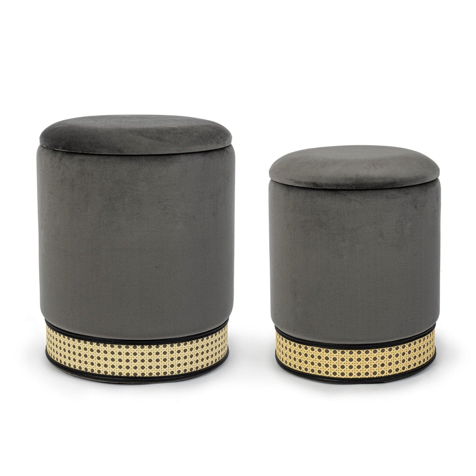 Poltrona Pouf "Milena" per interno, con struttura in mdf e compensato, set da 2 pezzi in Ottomane e poggiapiedi Decor Space - Altamura, commercioVirtuoso.it