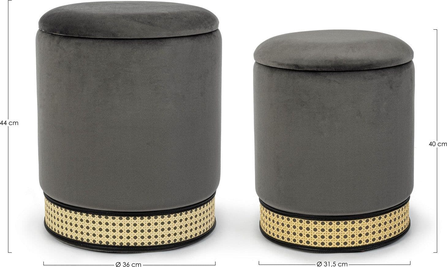 Poltrona Pouf "Milena" per interno, con struttura in mdf e compensato, set da 2 pezzi in Ottomane e poggiapiedi Decor Space - Altamura, commercioVirtuoso.it
