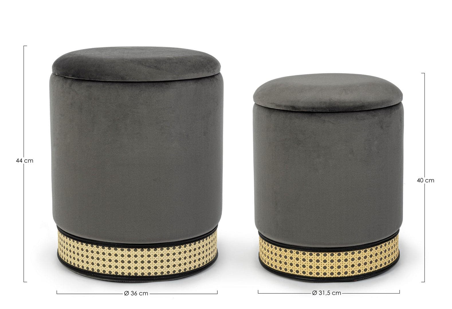 Poltrona Pouf "Milena" per interno, con struttura in mdf e compensato, set da 2 pezzi in Ottomane e poggiapiedi Decor Space - Altamura, commercioVirtuoso.it