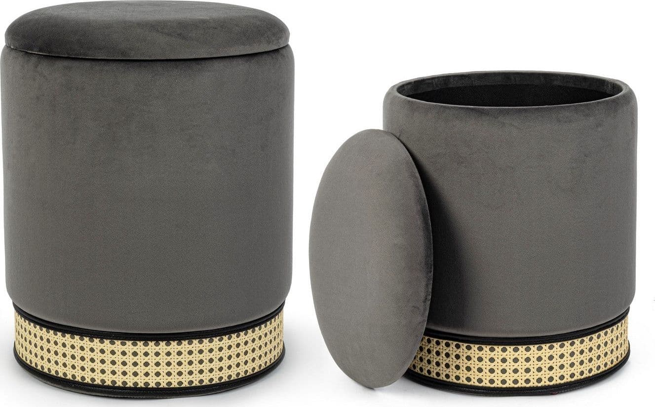Poltrona Pouf "Milena" per interno, con struttura in mdf e compensato, set da 2 pezzi in Ottomane e poggiapiedi Decor Space - Altamura, commercioVirtuoso.it
