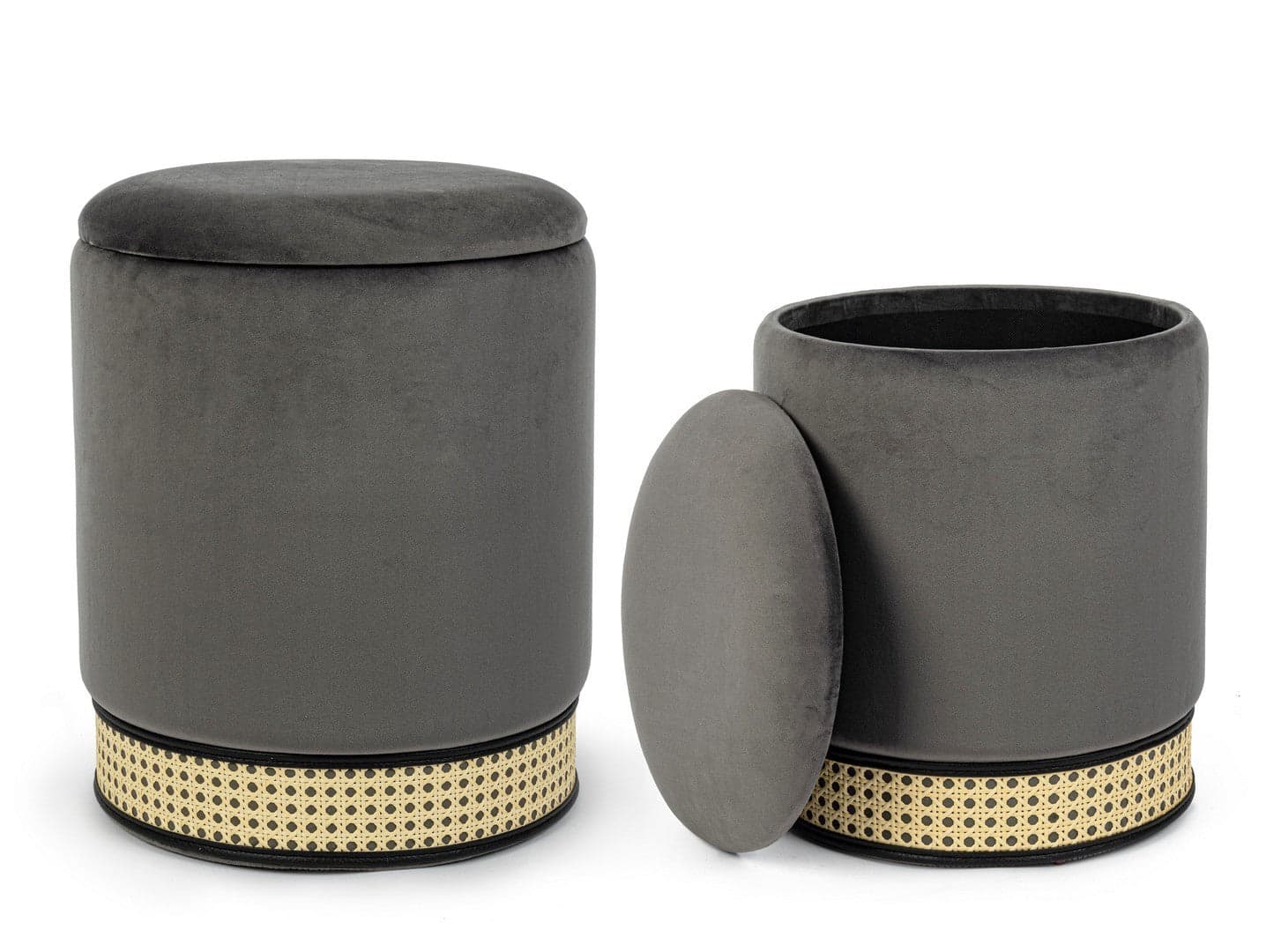 Poltrona Pouf "Milena" per interno, con struttura in mdf e compensato, set da 2 pezzi in Ottomane e poggiapiedi Decor Space - Altamura, commercioVirtuoso.it