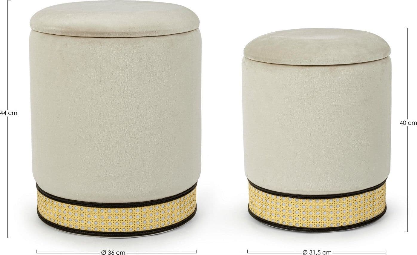 Poltrona Pouf "Milena" per interno, con struttura in mdf e compensato, set da 2 pezzi in Ottomane e poggiapiedi Decor Space - Altamura, commercioVirtuoso.it