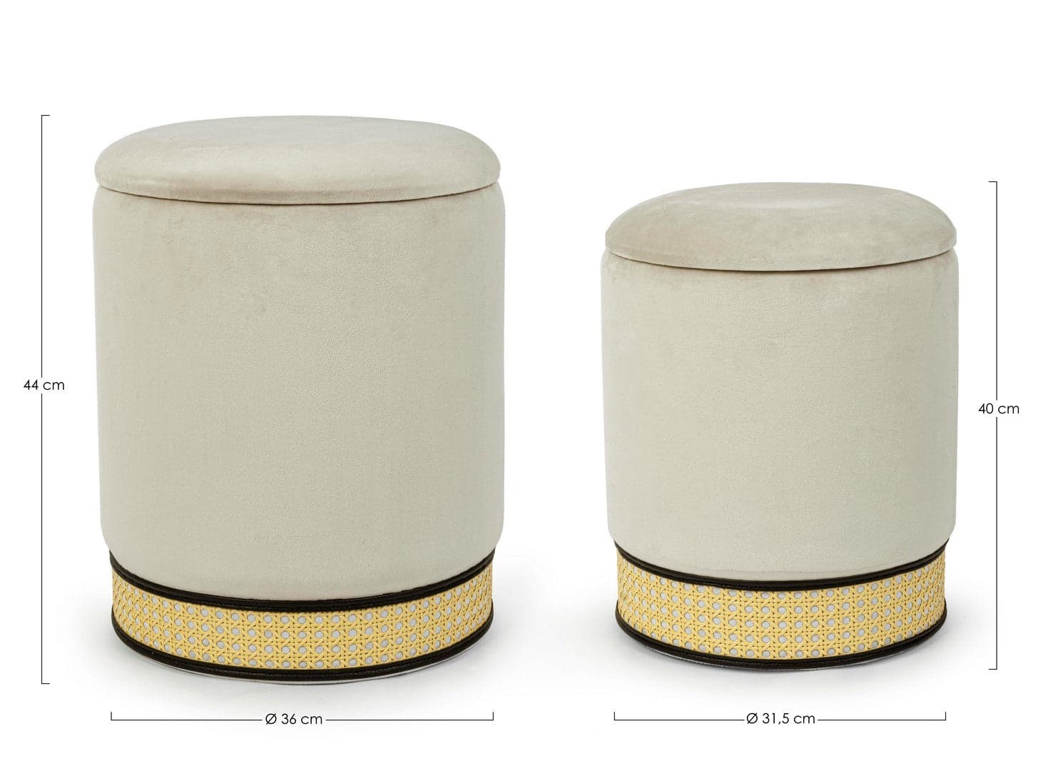 Poltrona Pouf "Milena" per interno, con struttura in mdf e compensato, set da 2 pezzi in Ottomane e poggiapiedi Decor Space - Altamura, commercioVirtuoso.it