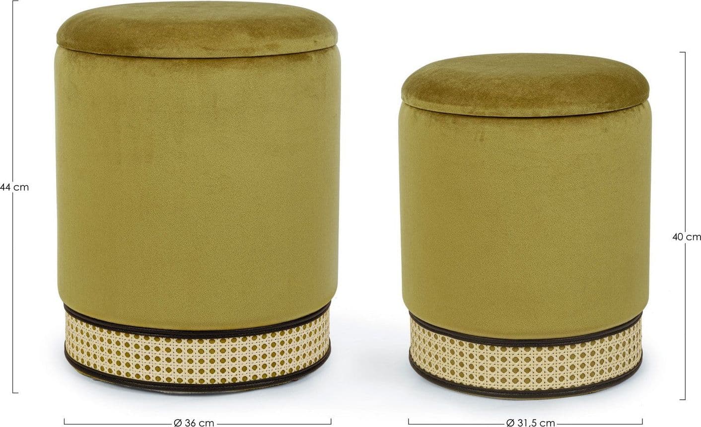 Poltrona Pouf "Milena" per interno, con struttura in mdf e compensato, set da 2 pezzi in Ottomane e poggiapiedi Decor Space - Altamura, commercioVirtuoso.it