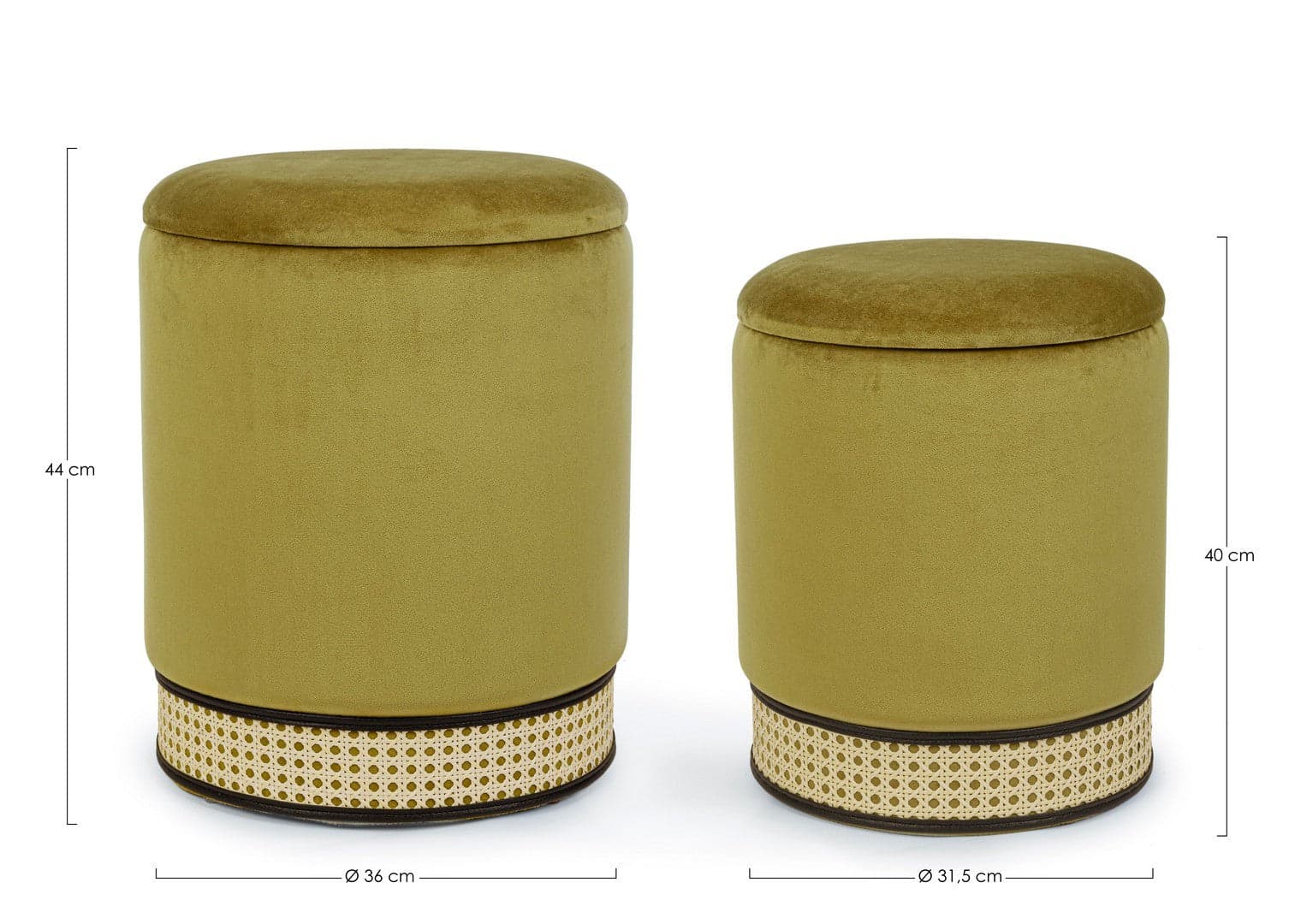 Poltrona Pouf "Milena" per interno, con struttura in mdf e compensato, set da 2 pezzi in Ottomane e poggiapiedi Decor Space - Altamura, commercioVirtuoso.it