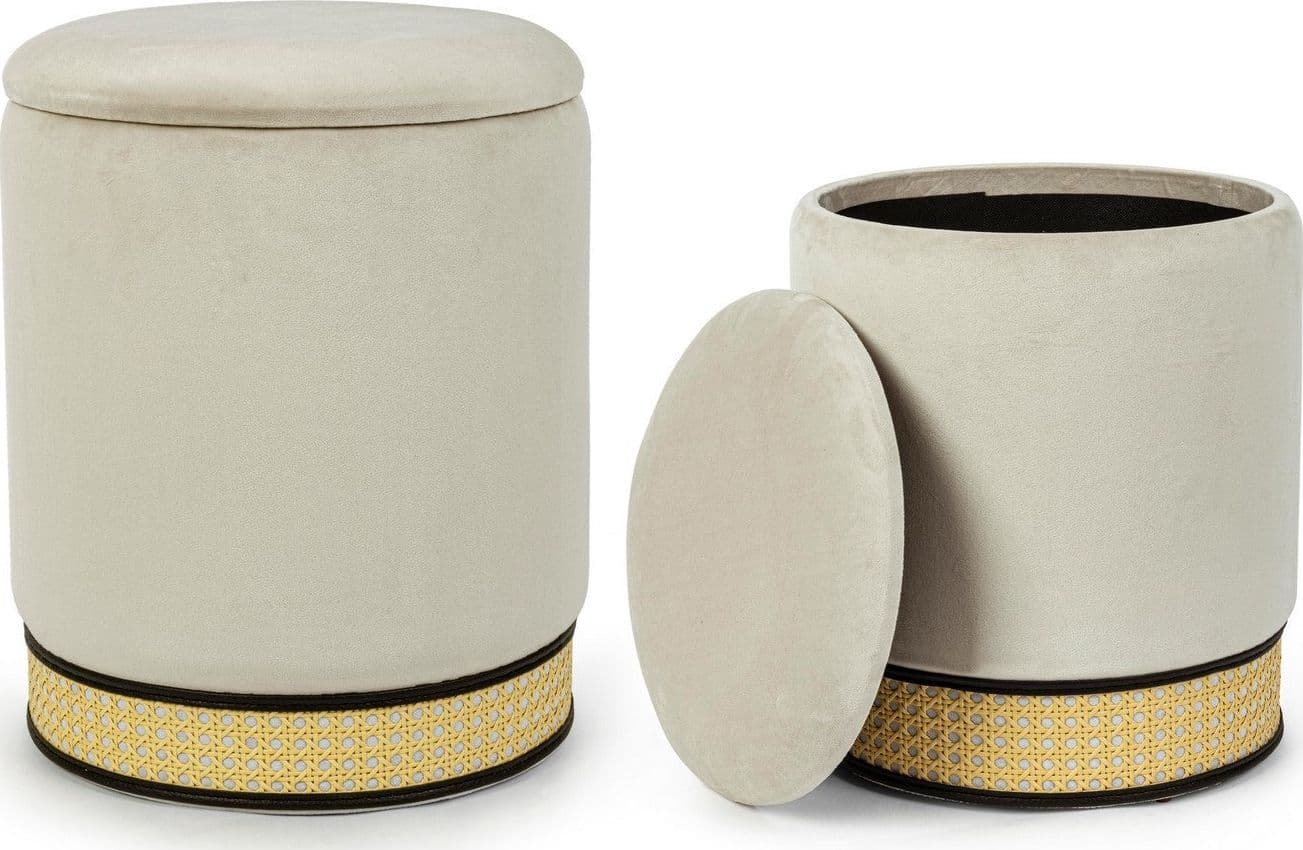 Poltrona Pouf "Milena" per interno, con struttura in mdf e compensato, set da 2 pezzi in Ottomane e poggiapiedi Decor Space - Altamura, commercioVirtuoso.it