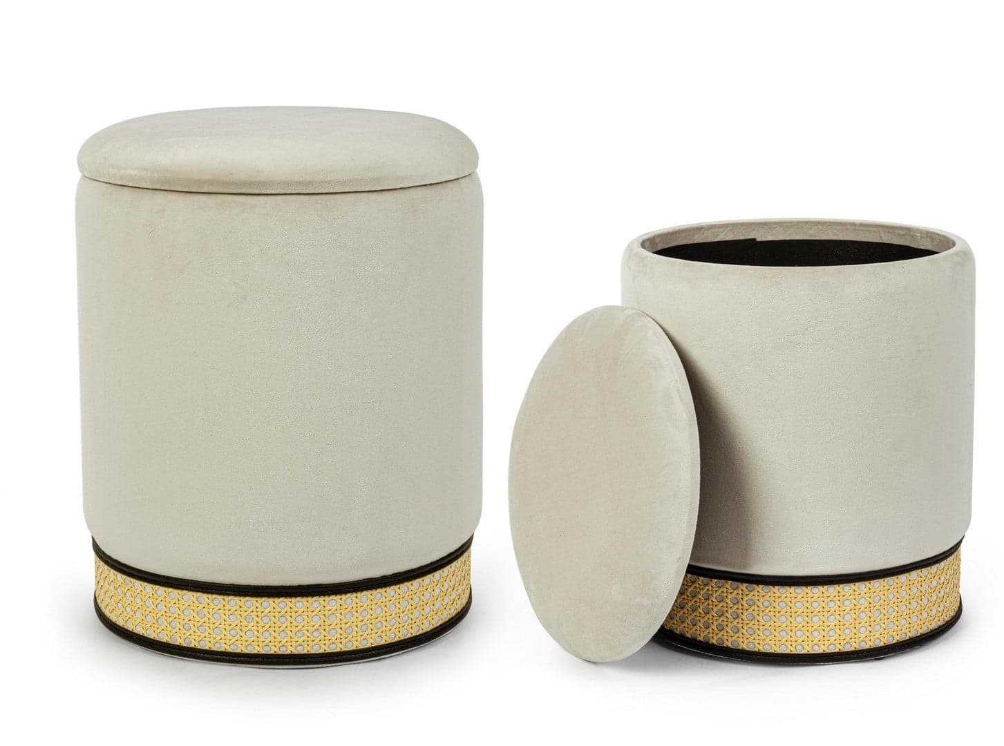 Poltrona Pouf "Milena" per interno, con struttura in mdf e compensato, set da 2 pezzi in Ottomane e poggiapiedi Decor Space - Altamura, commercioVirtuoso.it