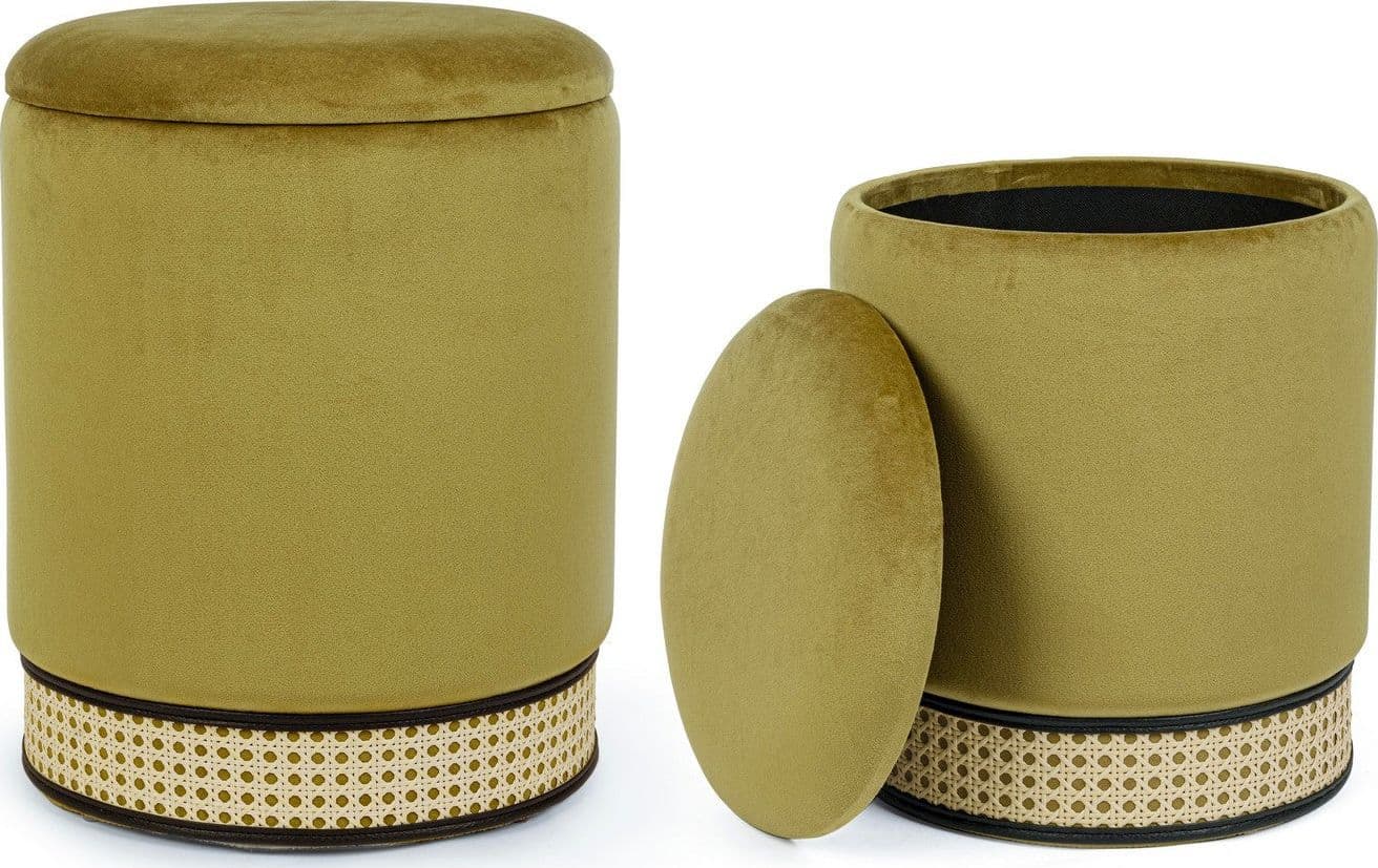 Poltrona Pouf "Milena" per interno, con struttura in mdf e compensato, set da 2 pezzi in Ottomane e poggiapiedi Decor Space - Altamura, commercioVirtuoso.it