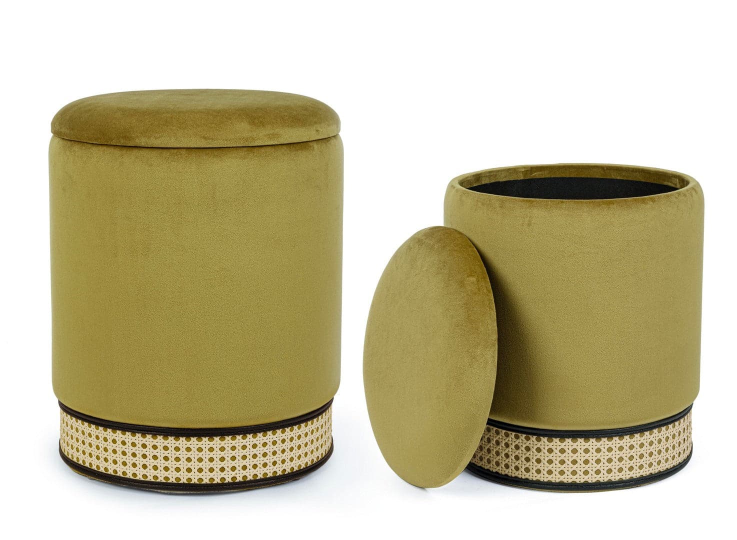 Poltrona Pouf "Milena" per interno, con struttura in mdf e compensato, set da 2 pezzi in Ottomane e poggiapiedi Decor Space - Altamura, commercioVirtuoso.it