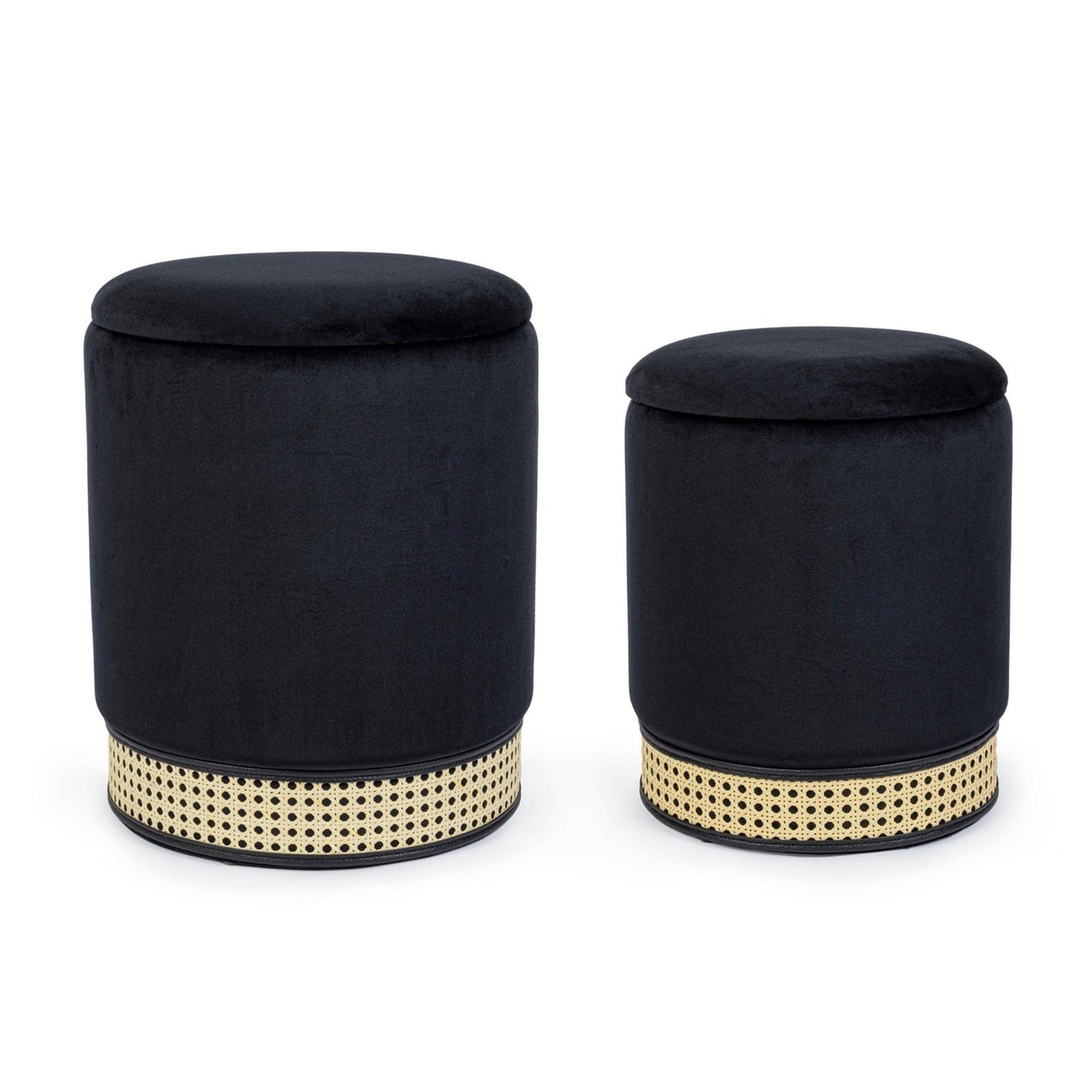 Poltrona Pouf "Milena" per interno, con struttura in mdf e compensato, set da 2 pezzi in Ottomane e poggiapiedi Decor Space - Altamura, commercioVirtuoso.it