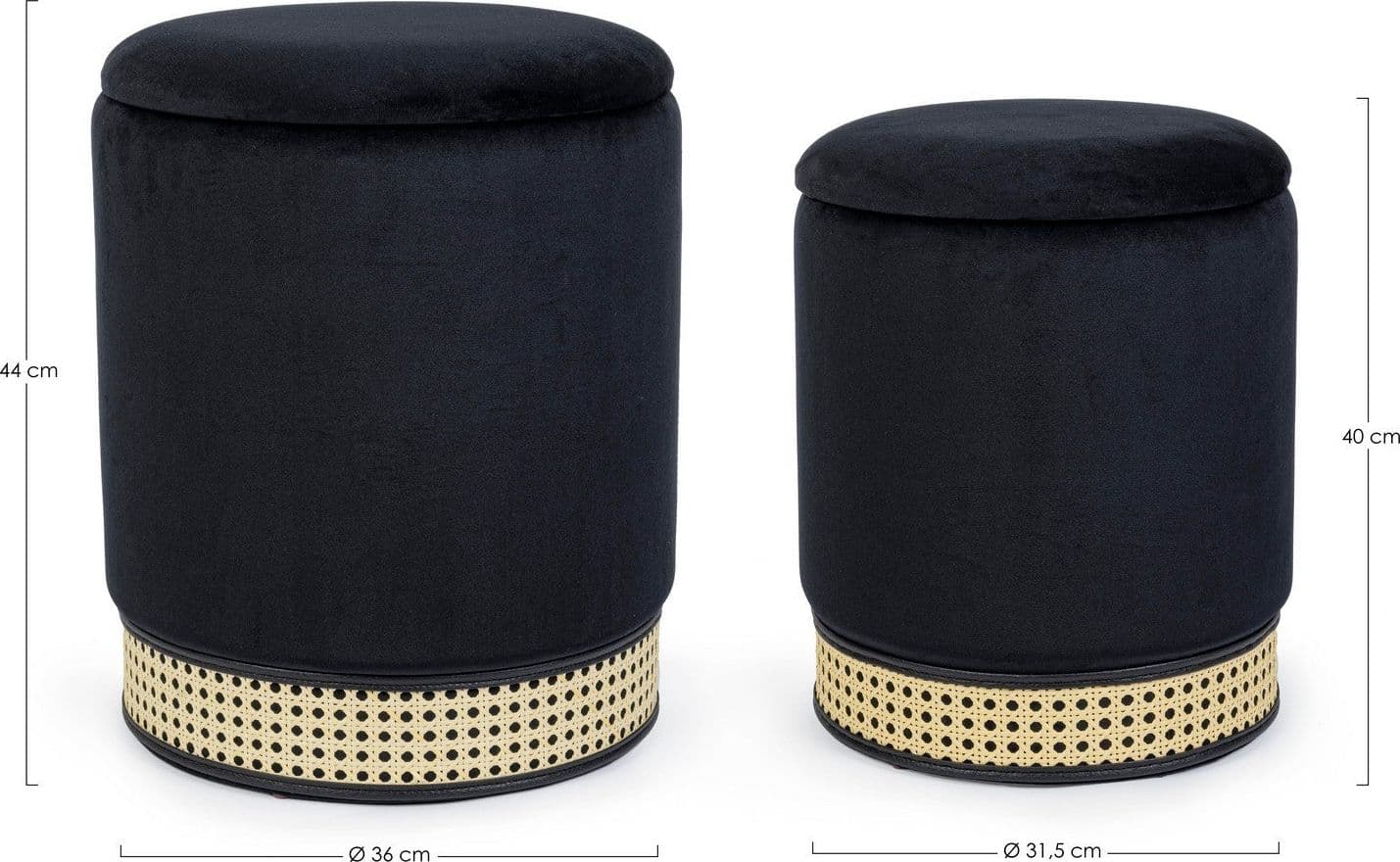 Poltrona Pouf "Milena" per interno, con struttura in mdf e compensato, set da 2 pezzi in Ottomane e poggiapiedi Decor Space - Altamura, commercioVirtuoso.it