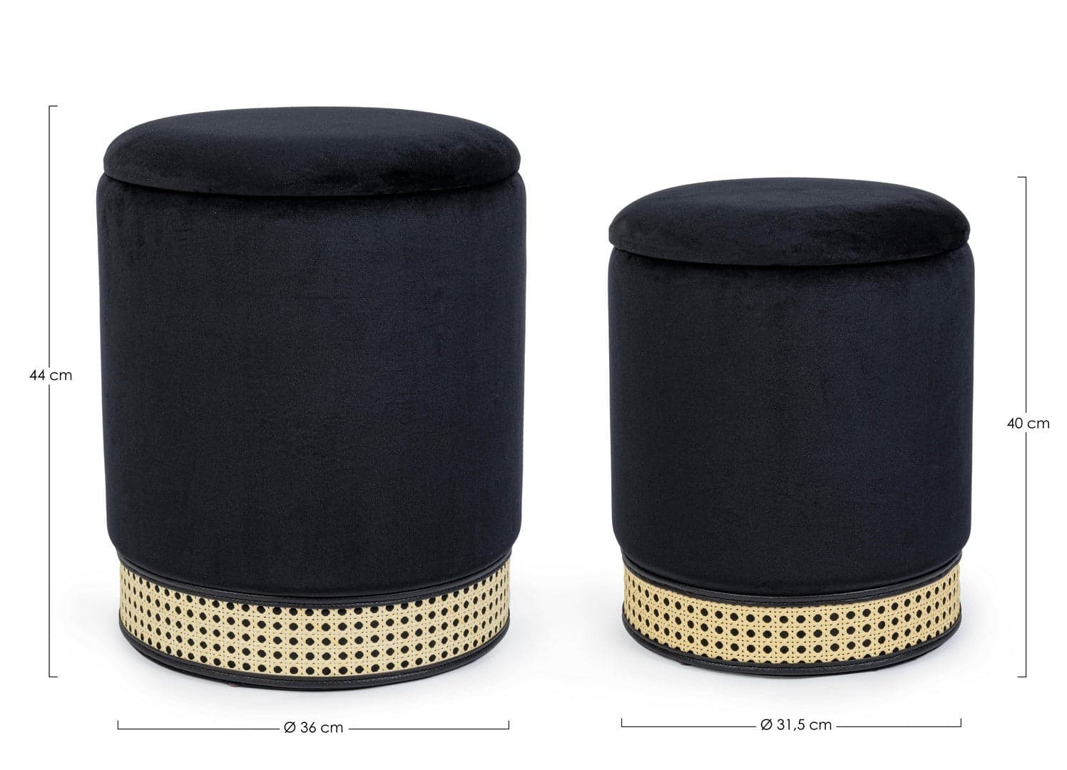 Poltrona Pouf "Milena" per interno, con struttura in mdf e compensato, set da 2 pezzi in Ottomane e poggiapiedi Decor Space - Altamura, commercioVirtuoso.it