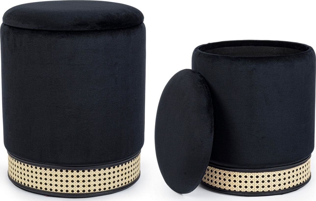 Poltrona Pouf "Milena" per interno, con struttura in mdf e compensato, set da 2 pezzi in Ottomane e poggiapiedi Decor Space - Altamura, commercioVirtuoso.it