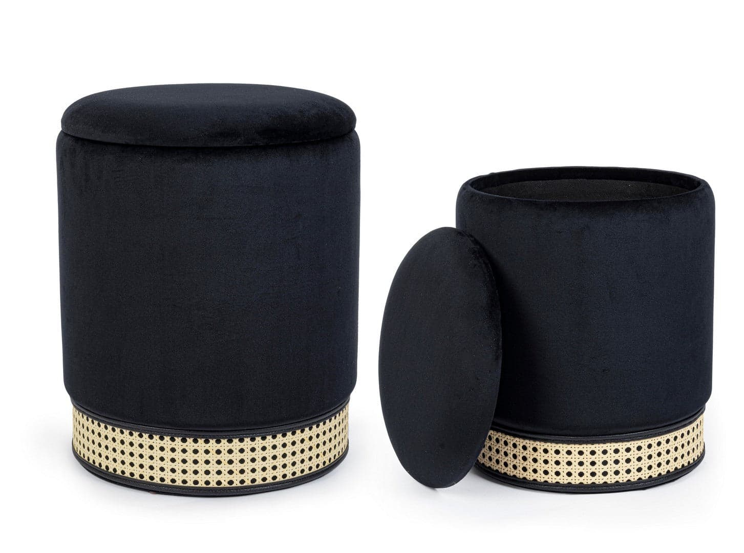 Poltrona Pouf "Milena" per interno, con struttura in mdf e compensato, set da 2 pezzi in Ottomane e poggiapiedi Decor Space - Altamura, commercioVirtuoso.it