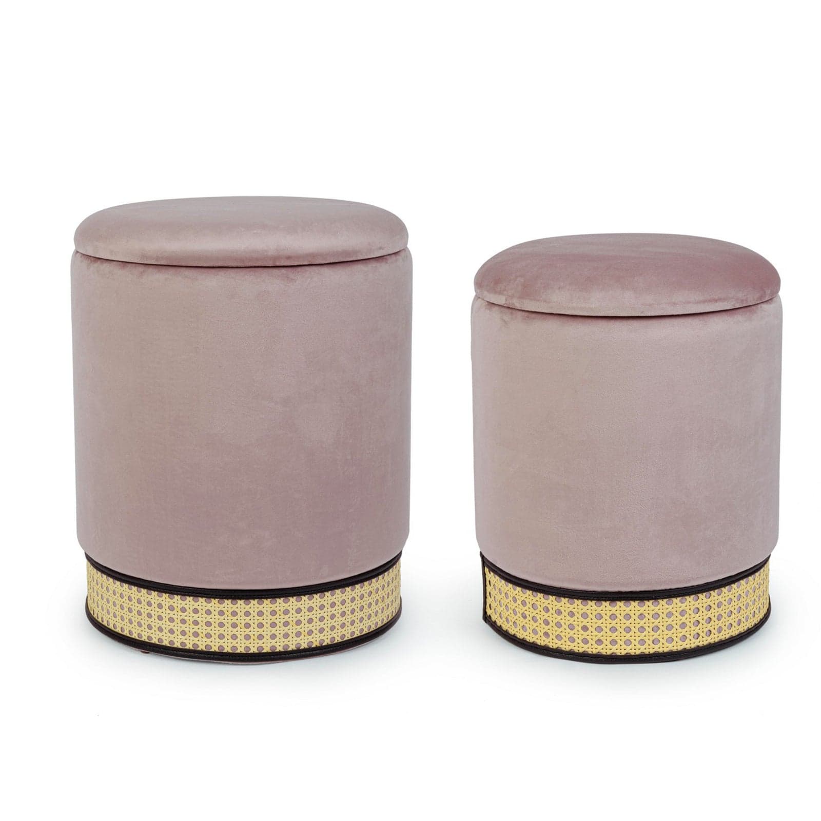Poltrona Pouf "Milena" per interno, con struttura in mdf e compensato, set da 2 pezzi in Ottomane e poggiapiedi Decor Space - Altamura, commercioVirtuoso.it