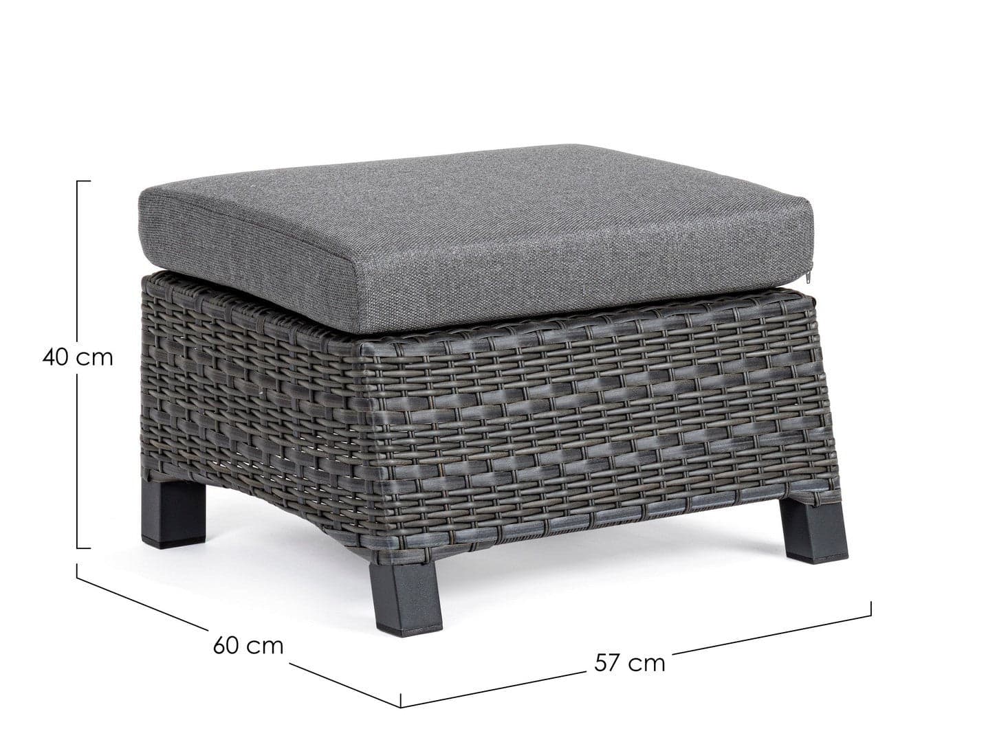 Poggiapiedi con cuscini "Britton" con struttura in alluminio, intreccio in fibra sintetica in Ottomane e poggiapiedi Decor Space - Altamura, commercioVirtuoso.it