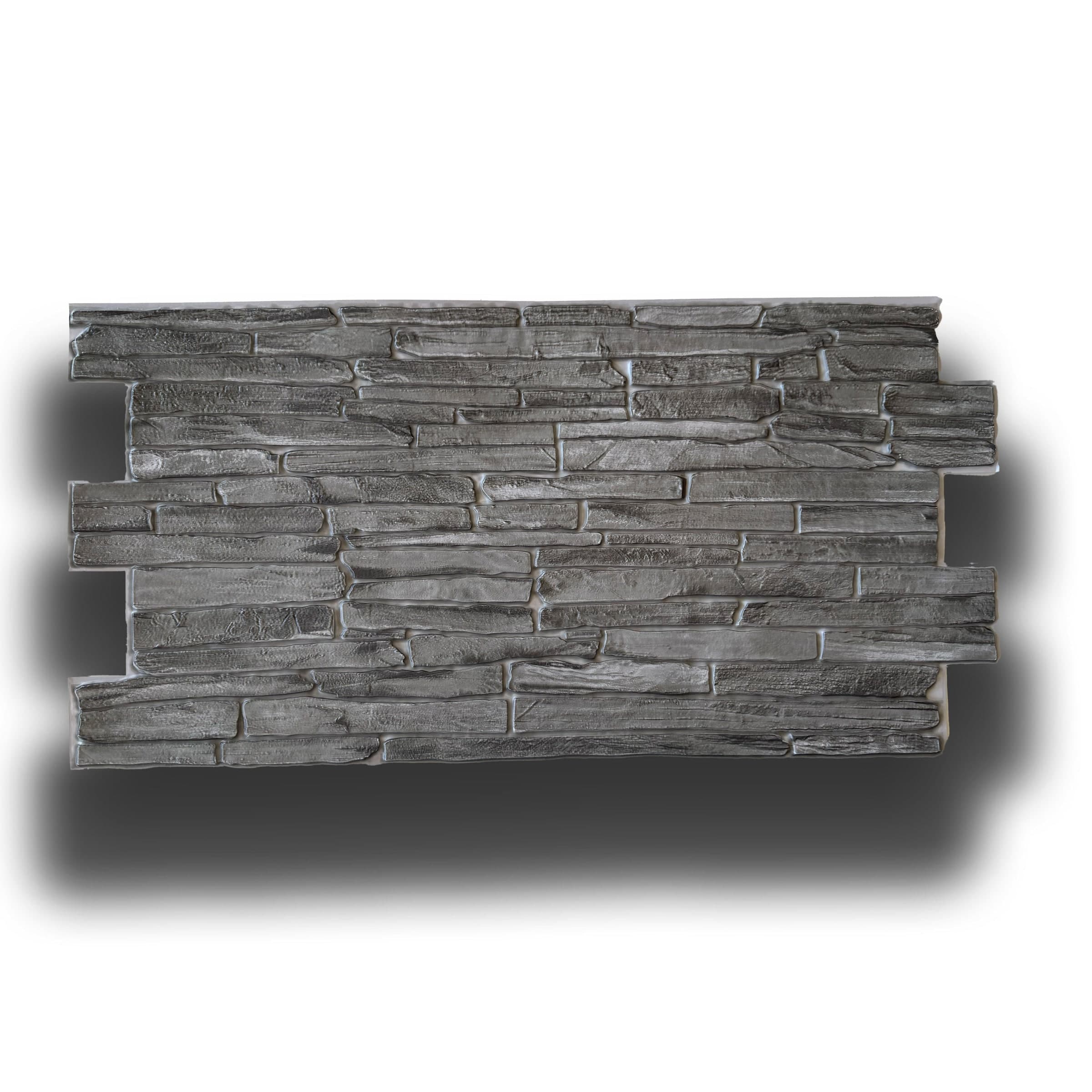 Pannelli 3D Rivestimento a parete in PVC effetto PIETRA MATTONI GRIGIA 96x48cm Realistici, isolanti, idrorepellenti. - 4