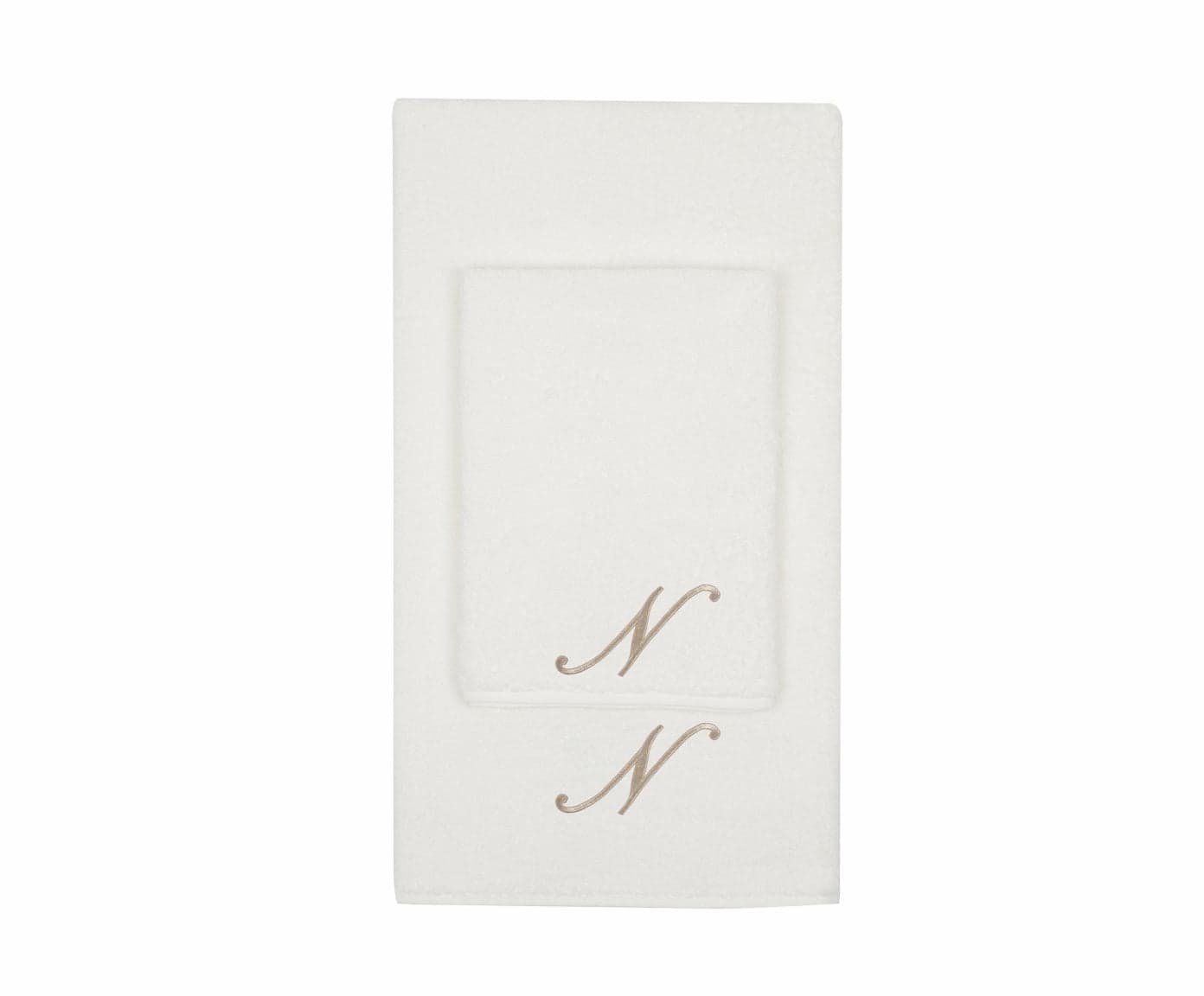 Set Asciugamani 2 Pezzi (1 Asciugamano viso 1 Asciugamano ospite) soffici morbidi assorbenti Panna con Iniziale Ricamata - 24