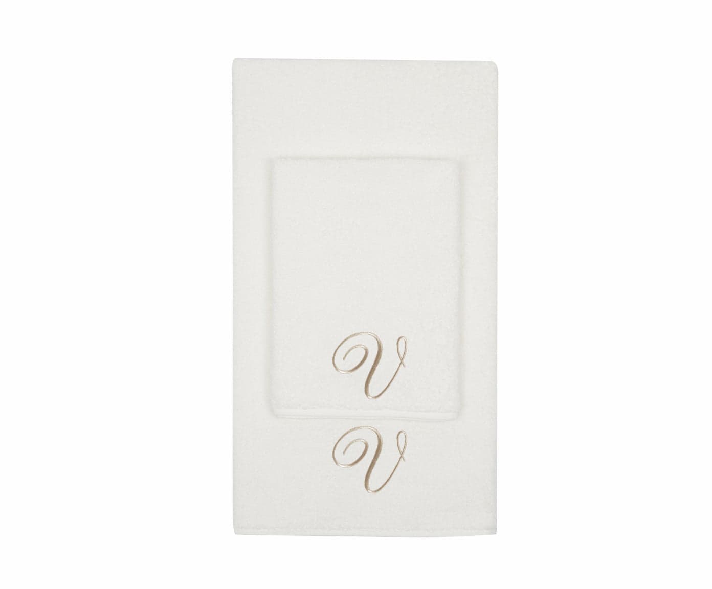 Set Asciugamani 2 Pezzi (1 Asciugamano viso 1 Asciugamano ospite) soffici morbidi assorbenti Panna con Iniziale Ricamata - 27