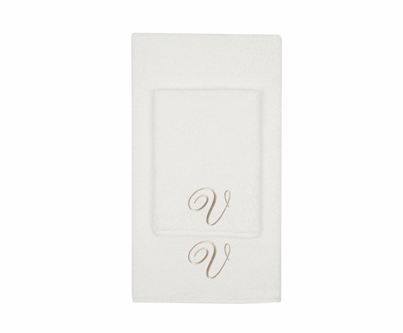 Set Asciugamani 2 Pezzi (1 Asciugamano viso 1 Asciugamano ospite) soffici morbidi assorbenti Panna con Iniziale Ricamata - 14