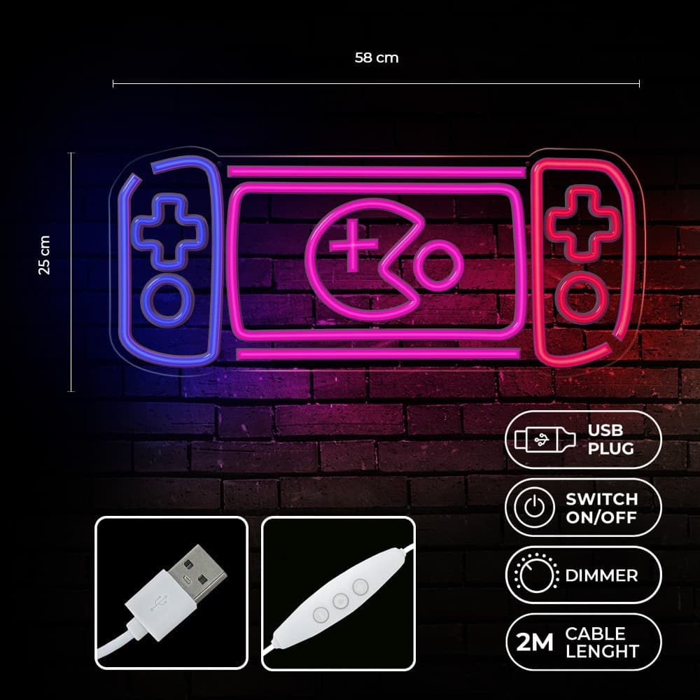 led wall neon consolle multicolor connettore usb con regolatore di intensita' dimensioni 580 x 18 x 250 - 4