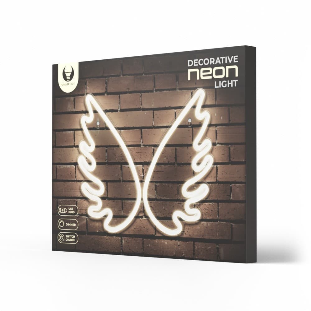 led wall neon ali angelo colore bianco caldo connettore usb dimensioni 395 x 16 x 325 - 6