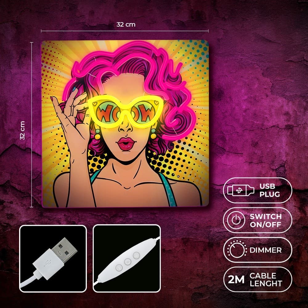 led wall neon women multicolor connettore usb con regolatore di intensita' dimensioni 320 x 18 x 320 - 3