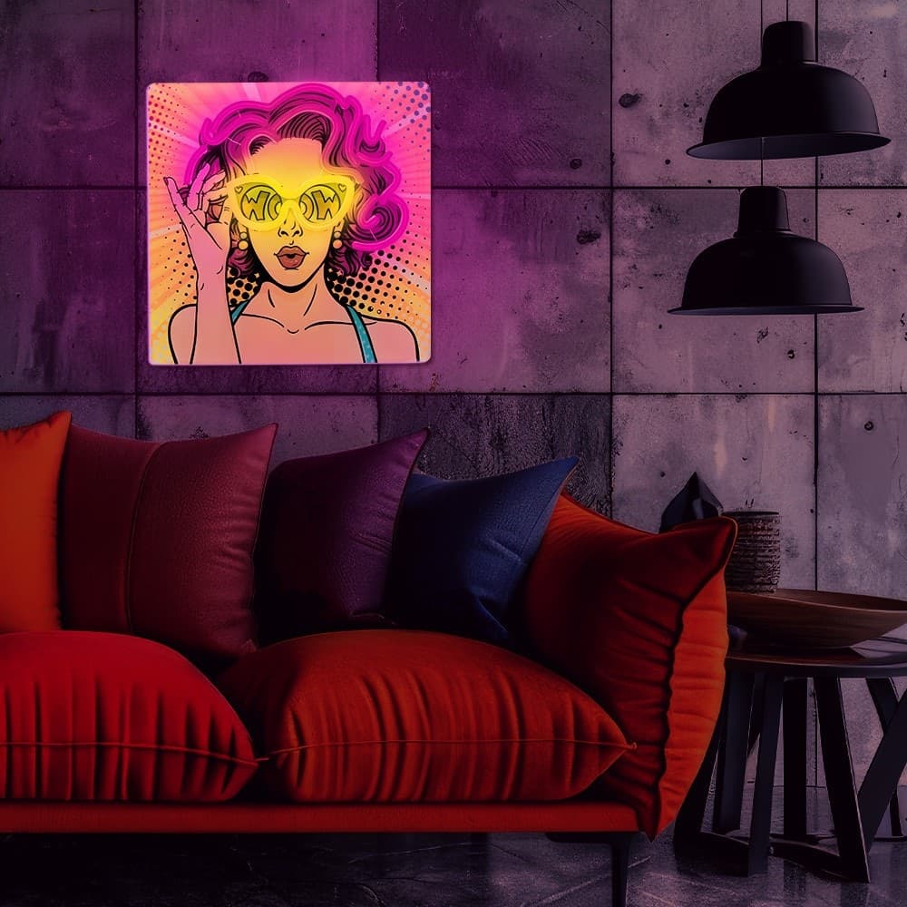 led wall neon women multicolor connettore usb con regolatore di intensita' dimensioni 320 x 18 x 320 - 4