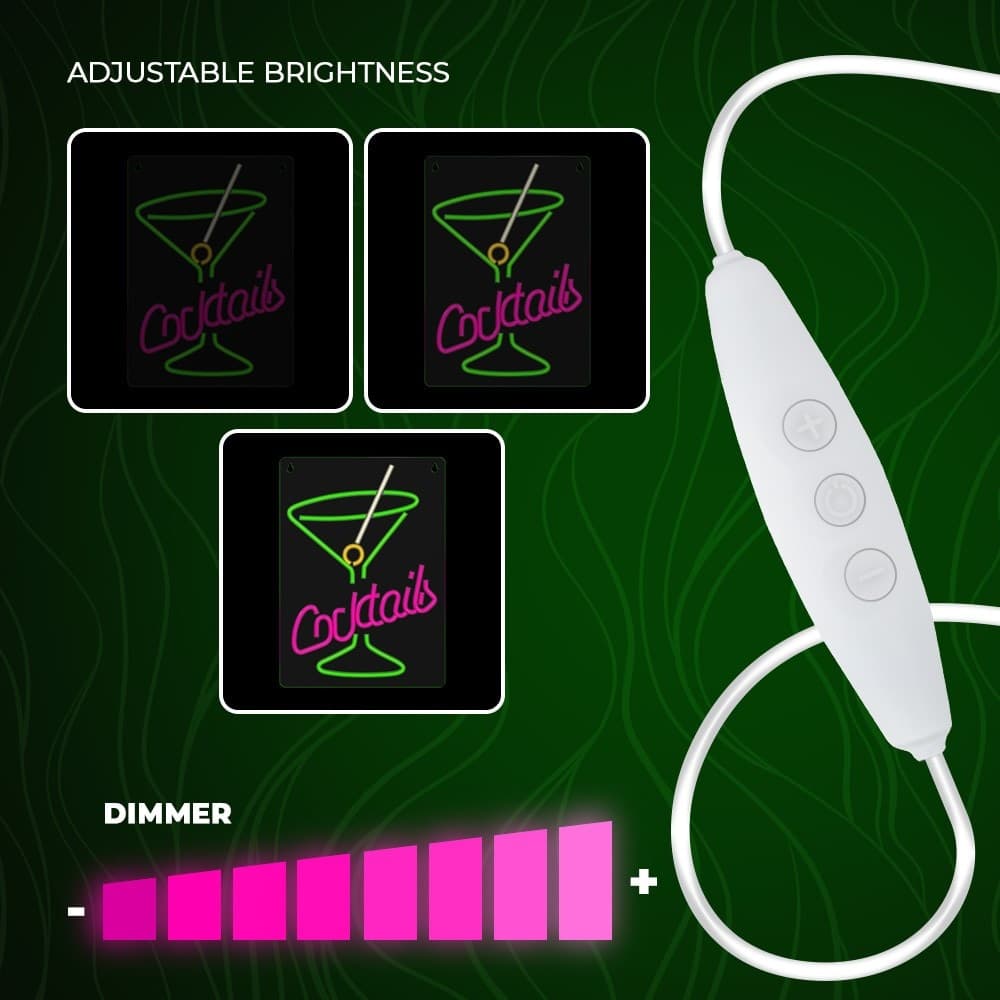 led wall neon coctails multicolor connettore usb con regolatore di intensita' dimensioni 222 x 18 x 420 - 6
