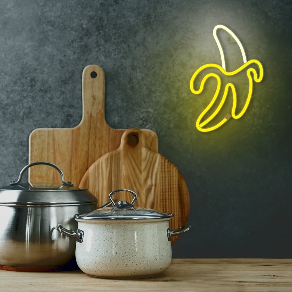 led wall neon banana colore giallo e bianco caldo connettore usb dimensioni 196 x 20 x 285 - 5