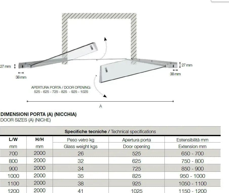 Porta Doccia Saloon 6mm Anticalcare H200 Trasparente - 7