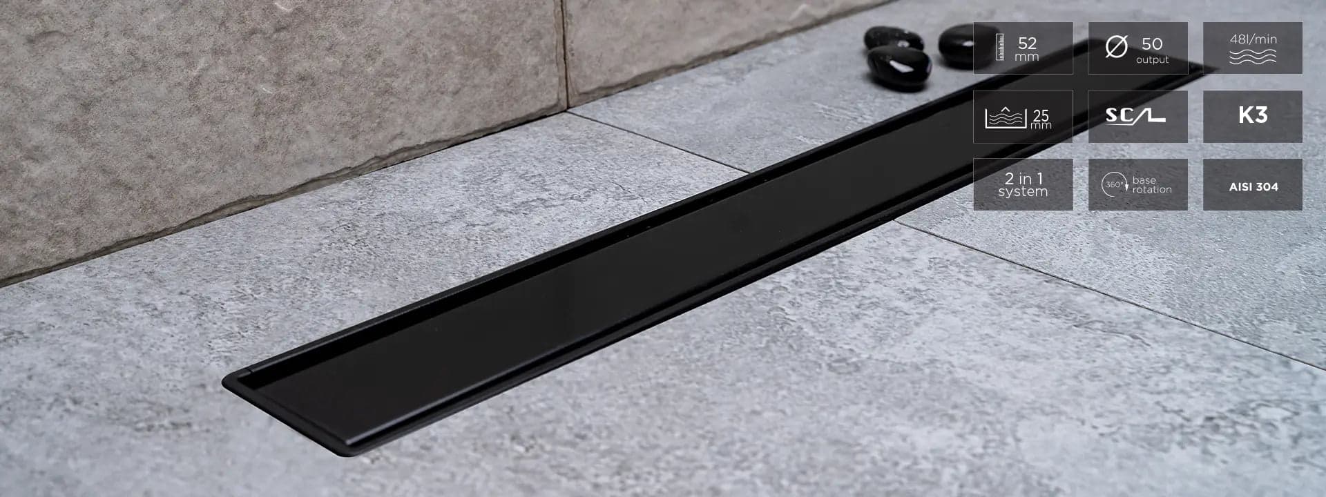 PESTAN - Canalina Di Scarico Doccia Acciaio Inox Nero Opaco - 2