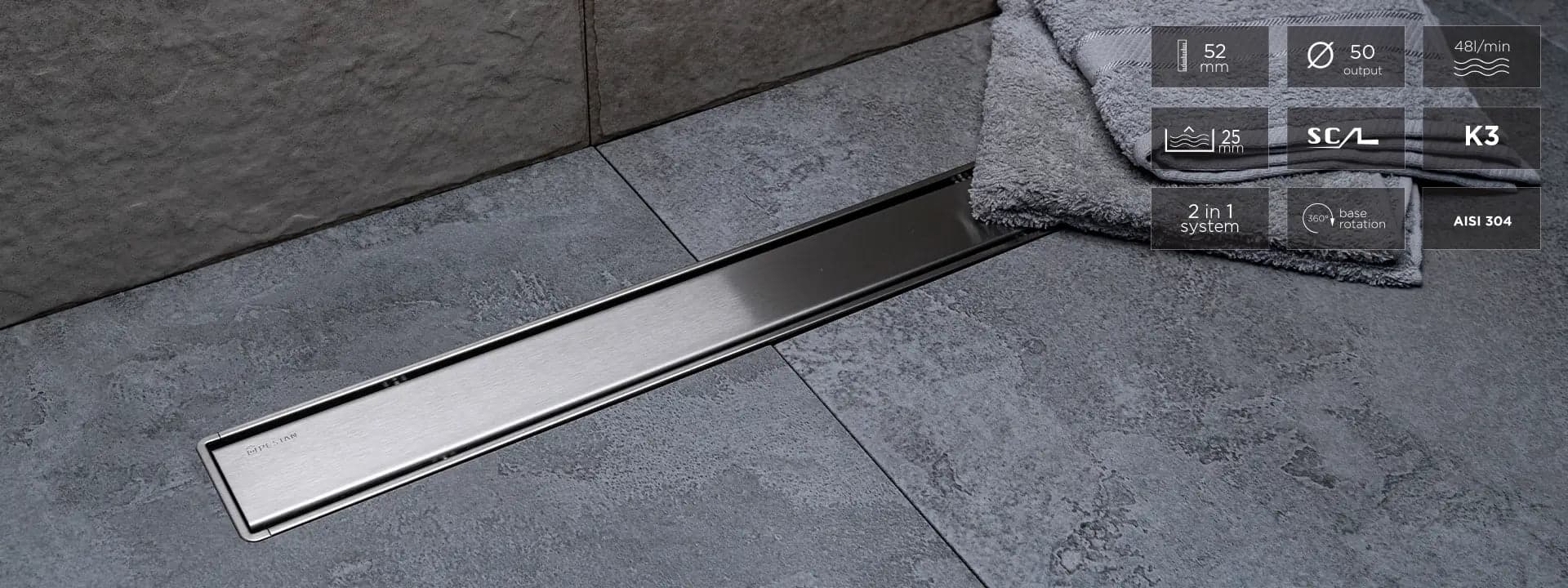 PESTAN - Canalina Di Scarico Doccia Acciaio Inox Nero Opaco - 4
