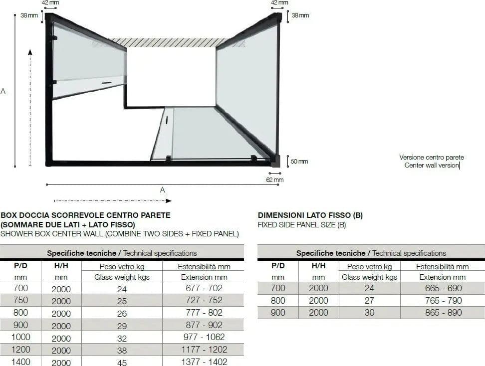 RAPID | Box Doccia Tre Lati Profili Neri 6mm Anticalcare Montaggio Rapido - 7
