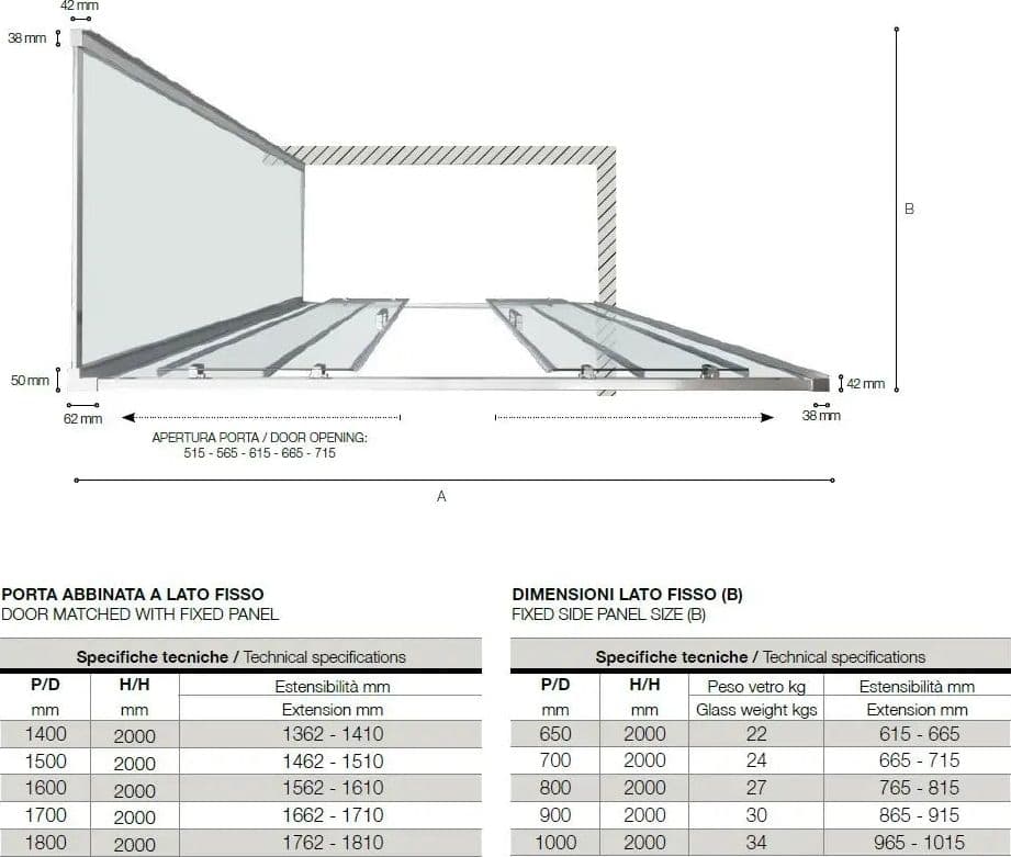 Box Doccia H200 Trasparente Anticalcare Apertura Scorrevole Centrale - 7