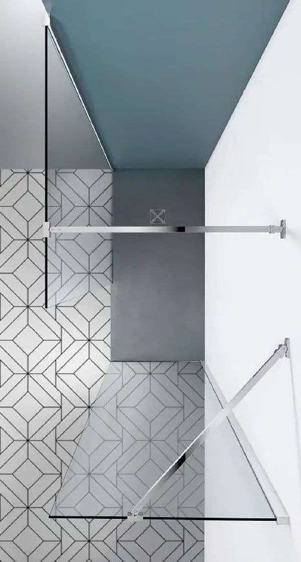 Parete Walk In H200 Anticalcare 8mm Trasparente Profili Oro - 7