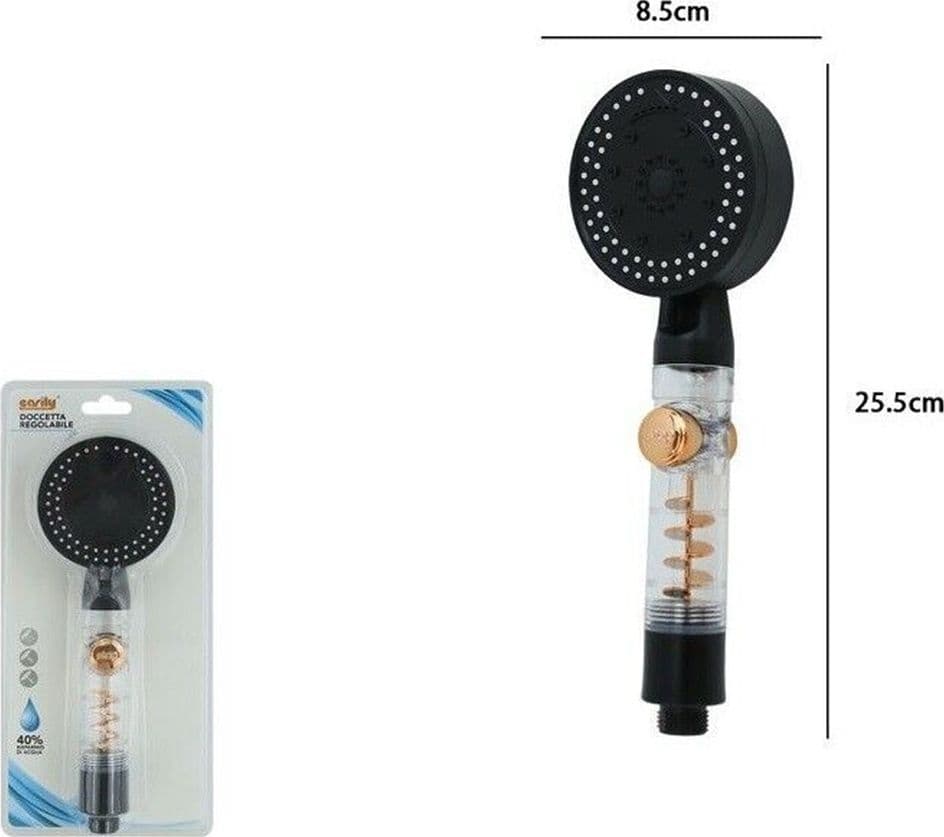 DOCCETTA MULTIGETTO SOFFIONE DOCCIA BAGNO CON PULSANTE STOP VENTOLA A SPIRALE 87529 - 2