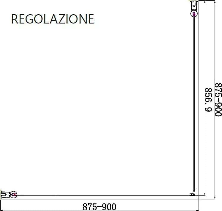 Box Doccia Trasparente H200 Doppia Battente Profili Neri - 3