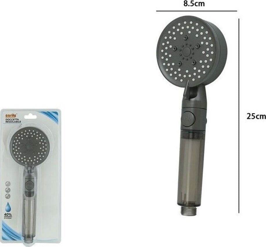 DOCCETTA MULTIGETTO SOFFIONE DOCCIA FILTRATO BAGNO PULSANTE MODERNO FILTRO GRIGIO 87528 - 5