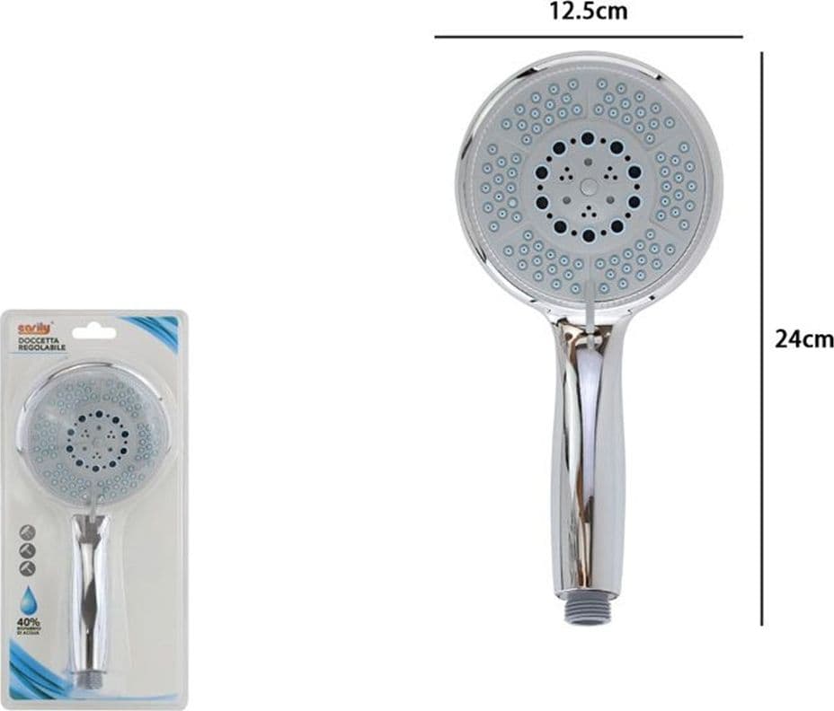 DOCCETTA REGOLABILE BAGNO 12.5X24CM SOFFIONE DOCCIA ROTONDO MODERNO MULTIGETTO 87545 - 2