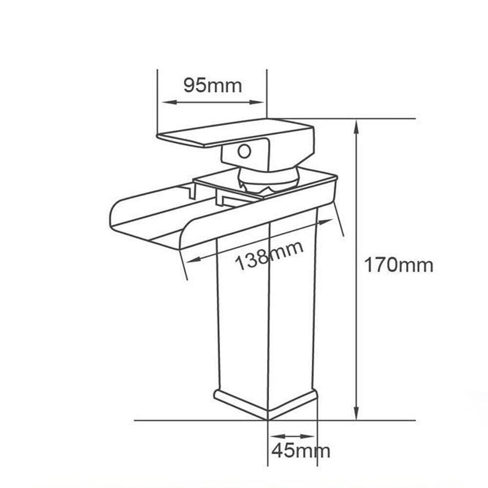 MISCELATORE A CASCATA NERO LAVABO BAGNO RUBINETTO A CANNA BASSA MONOCOMANDO 87398 - 6