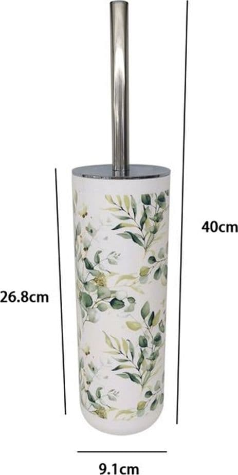 PORTASCOPINO A CILINDRO CON SCOPINO BAGNO WC TOILETTE FIORI FOGLIE ACCESSORIO 87057 - 2