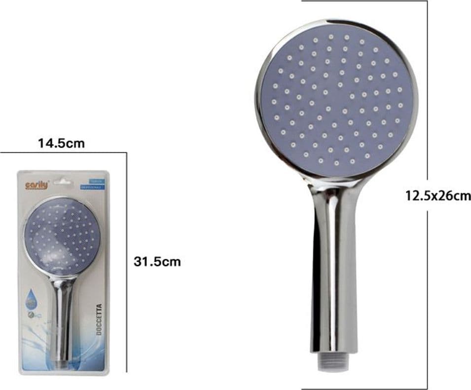 DOCCETTA SOFFIONE ROTONDO DOCCIA 12.5 X 26 CM BAGNO DOCCINO CORNETTA MODERNA 69095 - 2
